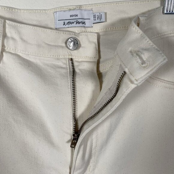 & Other Stories Treasure Cut Wide Leg Jeans Size 30 High Waist Ankle Crop Cream - Picture 6 of 16